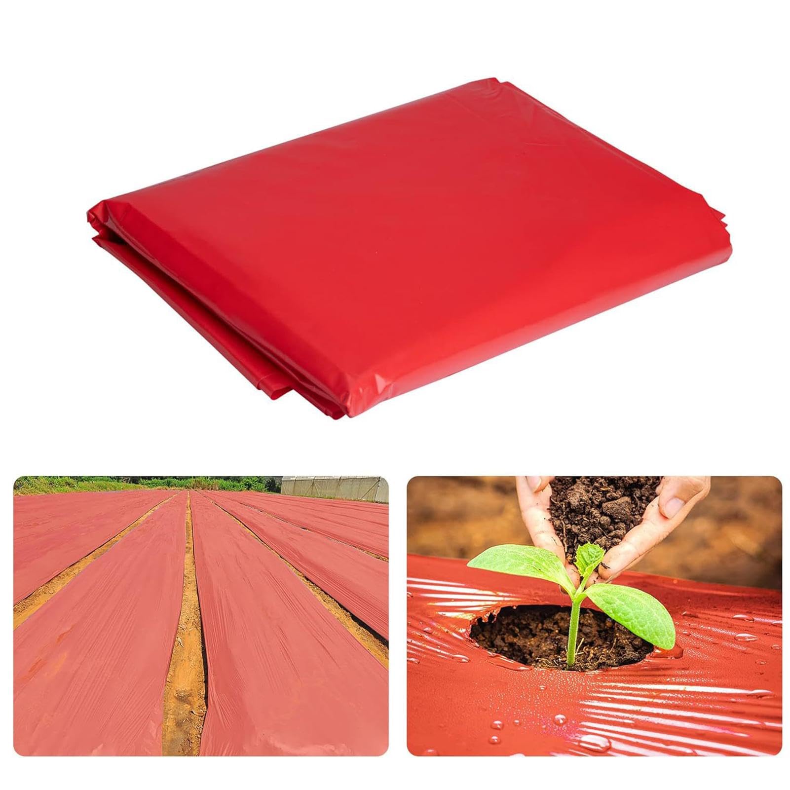 Pacciame per giardino, pacciame per orto - Piantare pellicola di pacciamatura rossa - Pacciame artificiale antierba, pellicola per pacciamatura, pellicola per coltivazione di colture agricole per la s