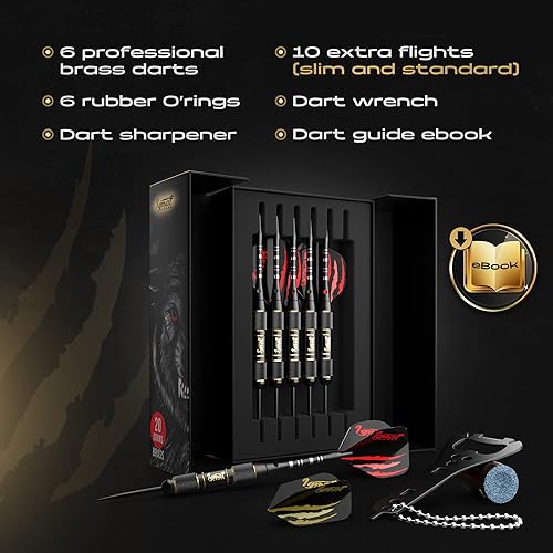 Miniatura 2 de IgnatGames Juego de 6 dardos de punta de acero  Dardos profesionales con ejes de aluminio + juego de dardos de madera  Pantalla de dardos con