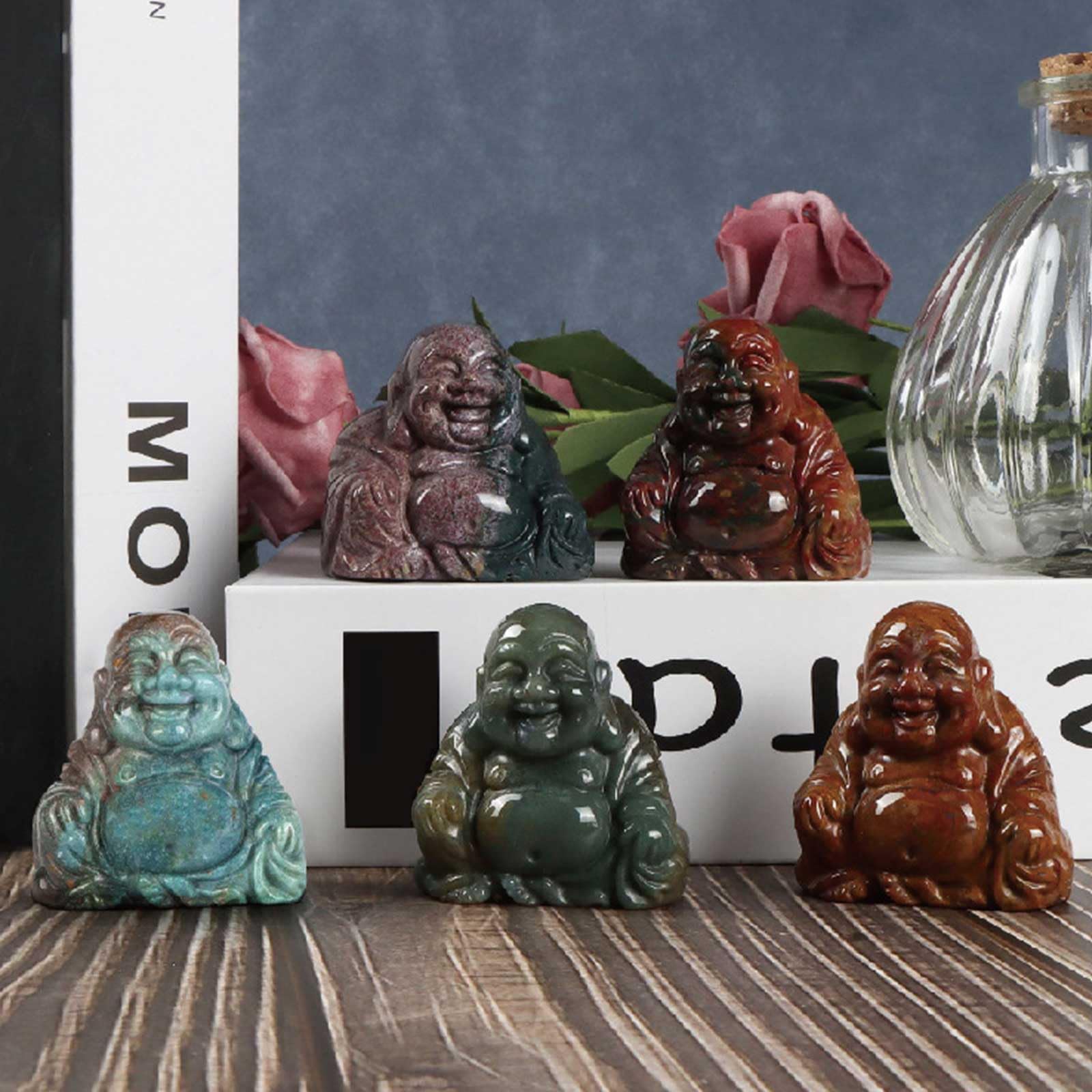 5 Stück Kristalle Buddha handgeschnitzte Heilsteine ​​Figur