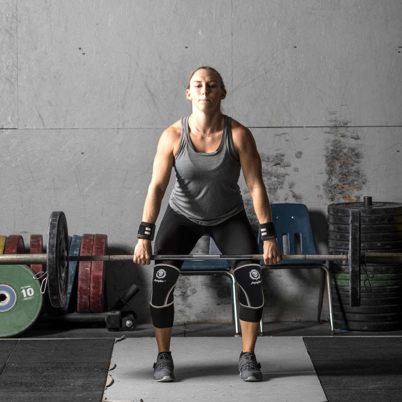 Jupiter Genouillères (1 paire), genouillères de compression 7mm pour squats, haltérophilie, haltérophilie, Cross Training pour hommes et femmes