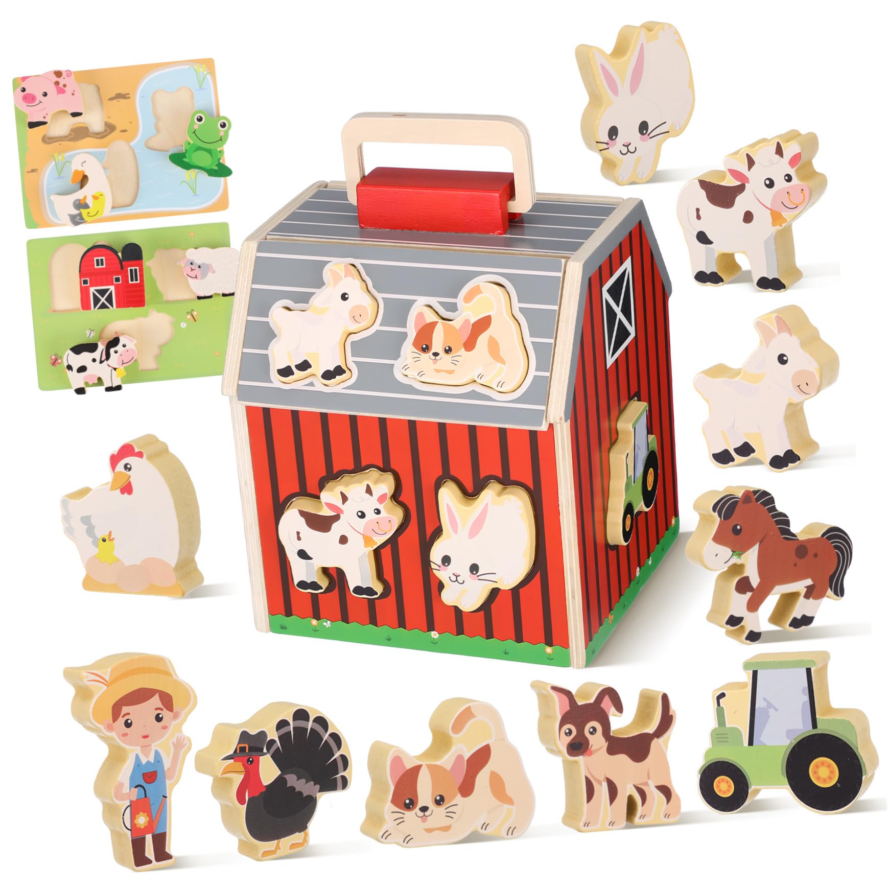 Animales De Granja De Madera Montessori Juguetes A Juego Figuras De Animales Kit De Construcción Stem para Juguetes De Matemáticas Montessori para