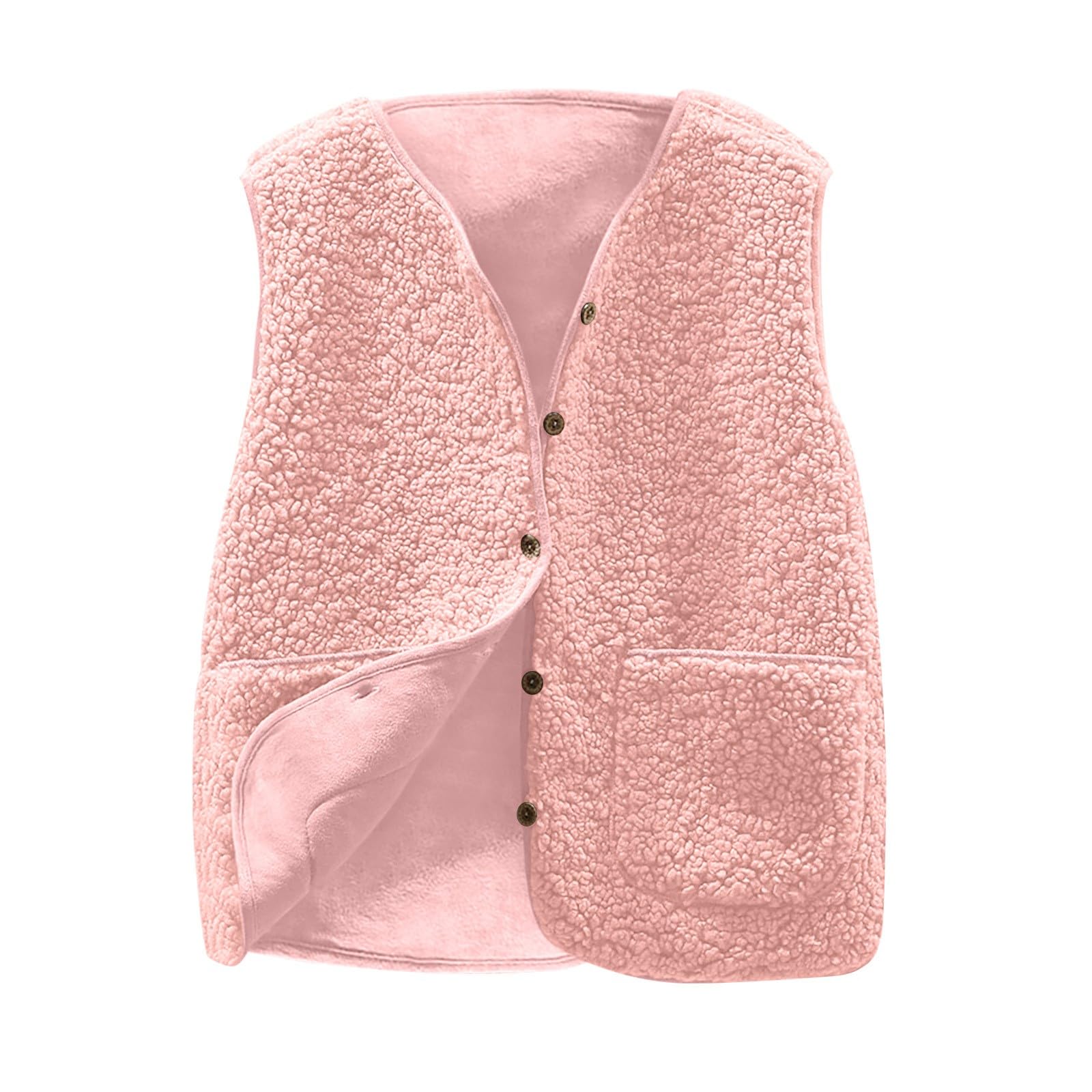Chaleco de forro polar para mujer con diseño mullido y botones 8