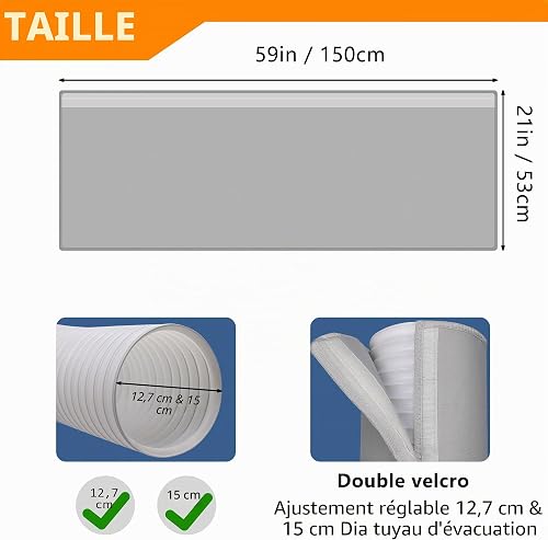 Benasan Manchon d'isolation portable pour tuyau AC, chlorure de polyvinyle, gris clair, convient pour tuyau d'échappement de 12,7 à 15 cm de diamètre, installation facile, housse de protection - 2