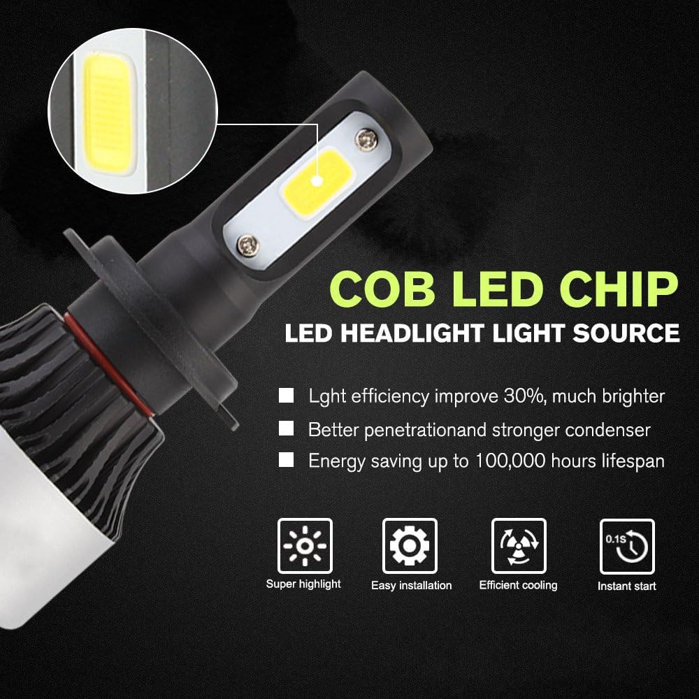 72W 9000LM H7 LED Phare pour Voiture Ampoules Lampe Feux Conversion Extérieur Imperméable 6500K 2 PCS