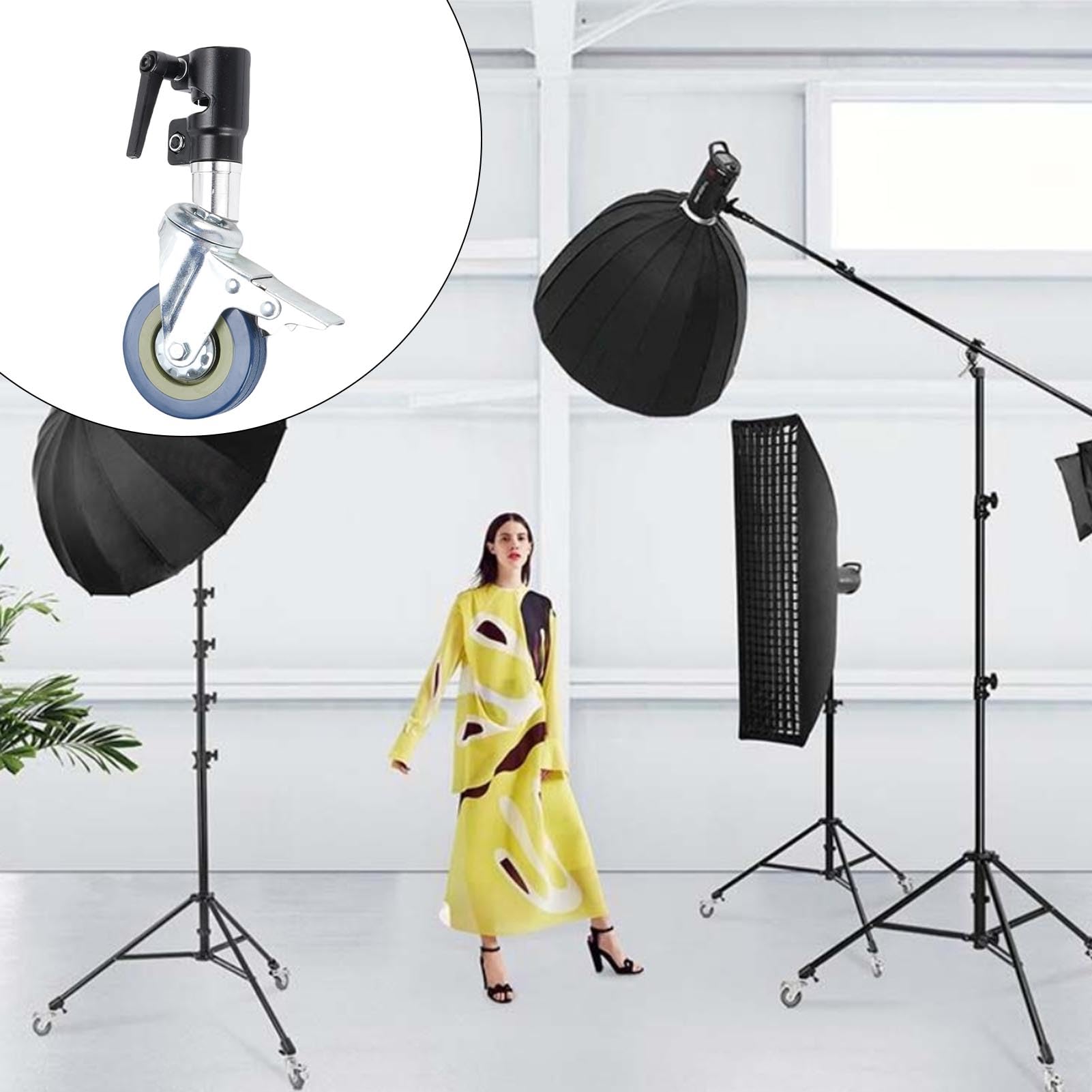 FILFEEL 3-częściowy Zestaw Kółek do Oświetlenia Fotograficznego z blokadą Hamulca, Ciche Kółka 360° do Statywów Oświetleniowych 25 Mm