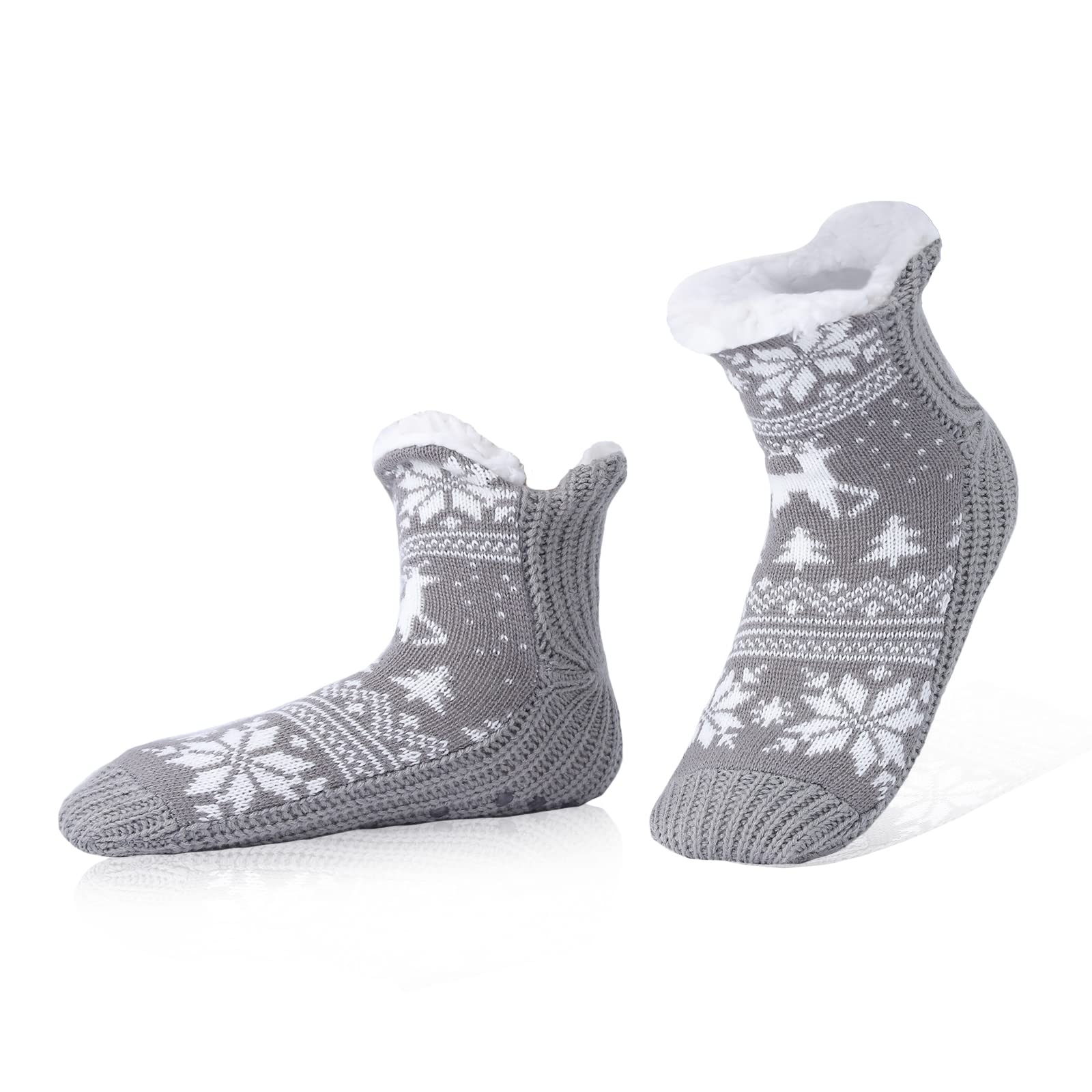 WOTENCE Herren Warme Dicke Wintersocken Anti Rutsch Sohle,Flauschig Thermo Socken Innenfrottee Hausschuhe Socken