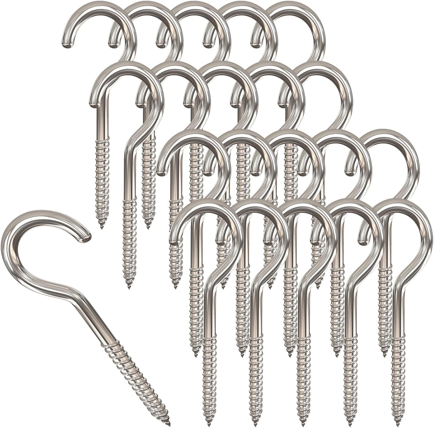 Metal Wall Nail Screw Cup Hook, Medium/Large Round End Screw Hook Self Tapping Ceiling Hooks for Hanging Flower Baskets Pots Plants, Lights, Craft Items (3-Inch, Pack of 20)-image-35