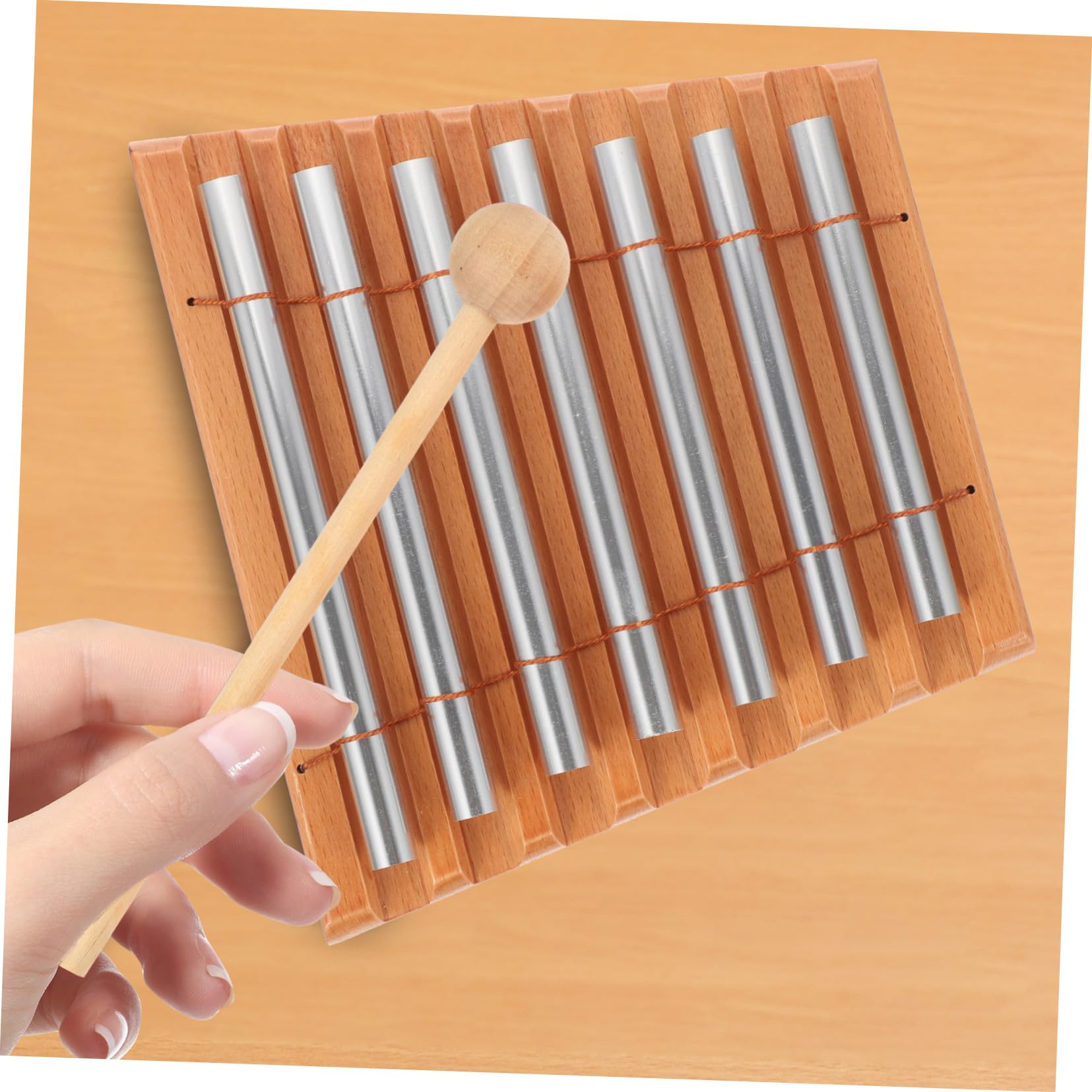 BESPORTBLE Set di 7 Campanelli a Tubo Musicali Rotondi in Legno e Metallo per Ragazzo Ragazza e Principianti, Strumento a Percussione per Meditazione e Attività All'aperto