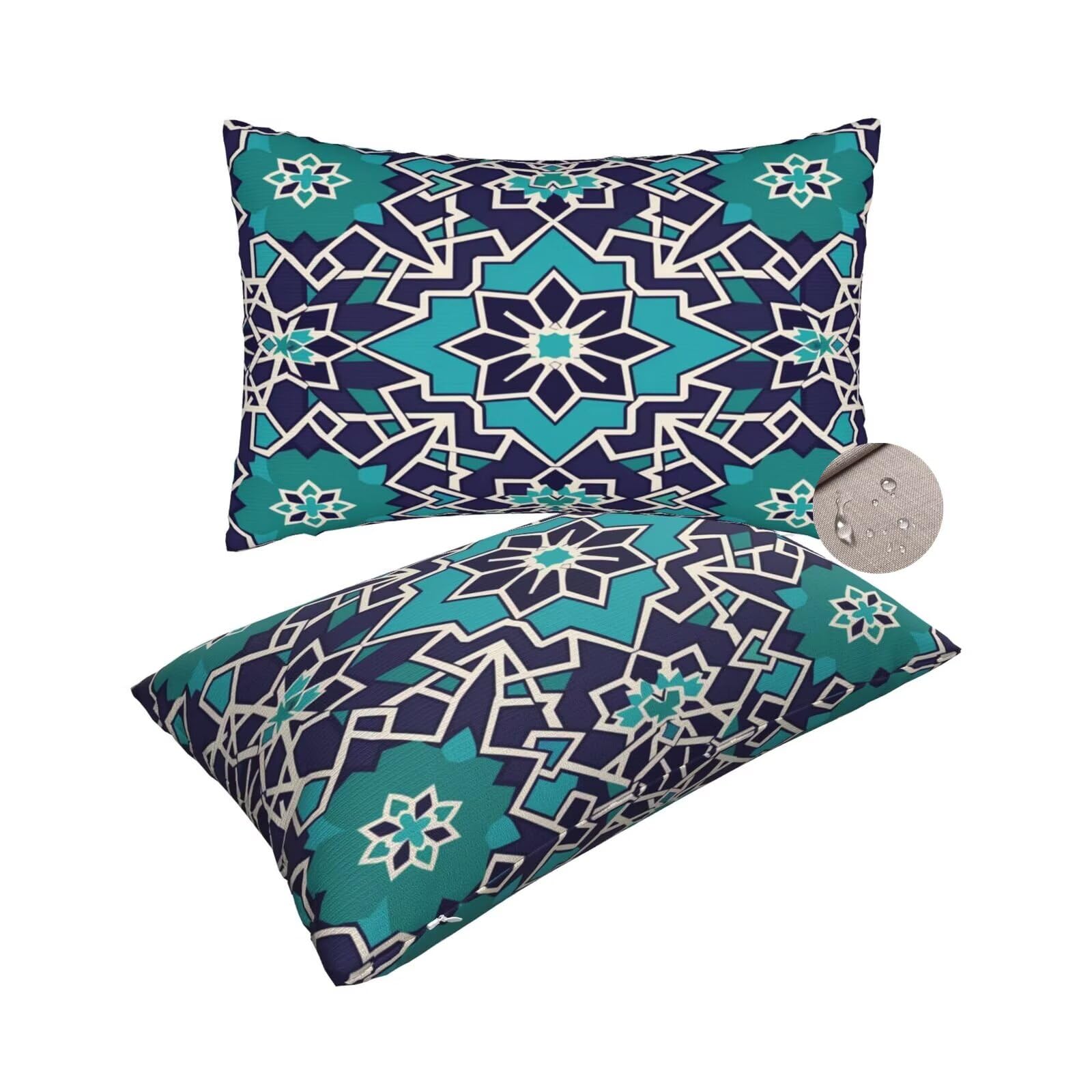 Housses de coussin extérieur imperméables 50x80 anti-taches pour canapé de terrasse mandala