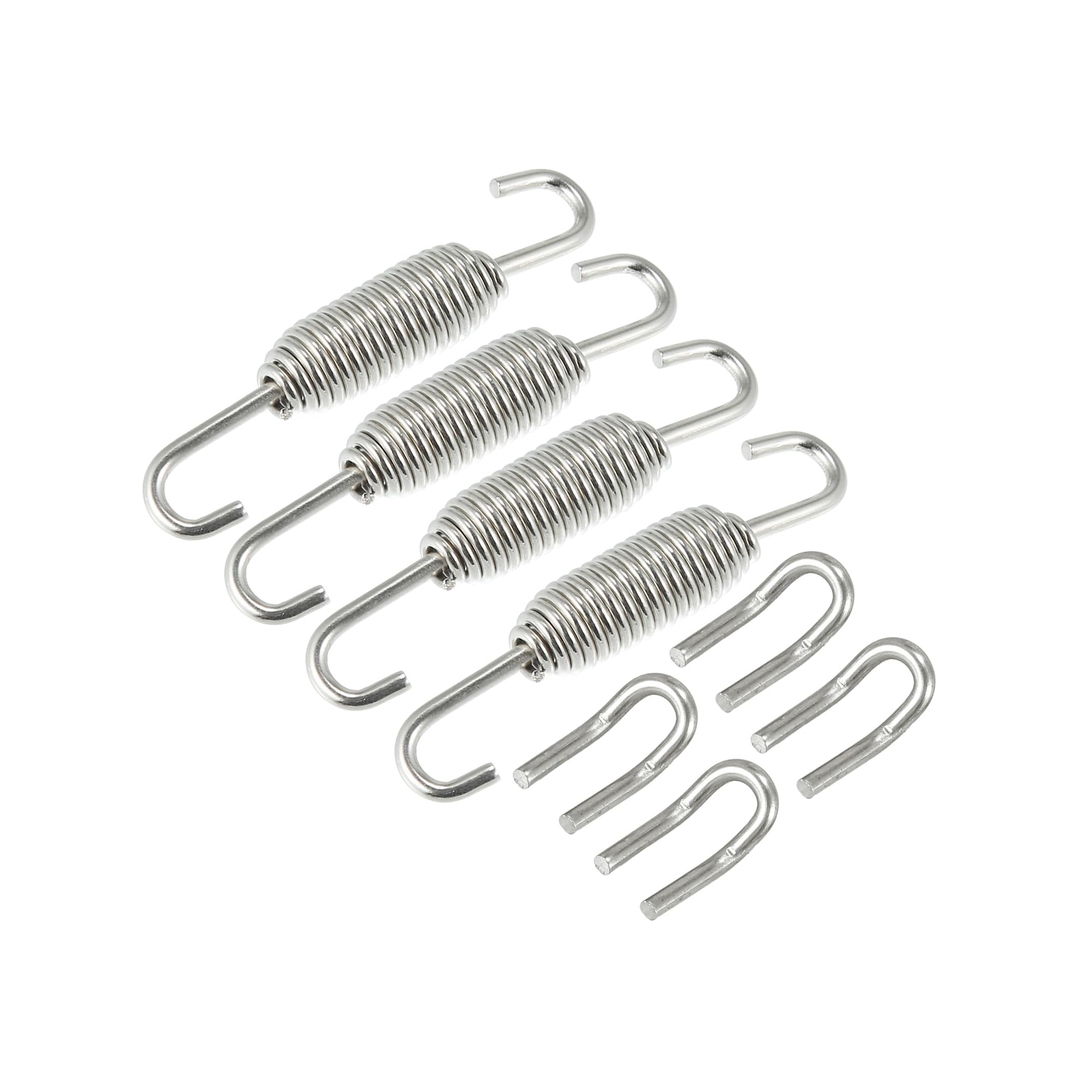 1 Set 31mm 1.22" Motorcycle Exhaust Pipe Spring with U Shape Hooks Stainless Steel Silver Tone Stylish Design