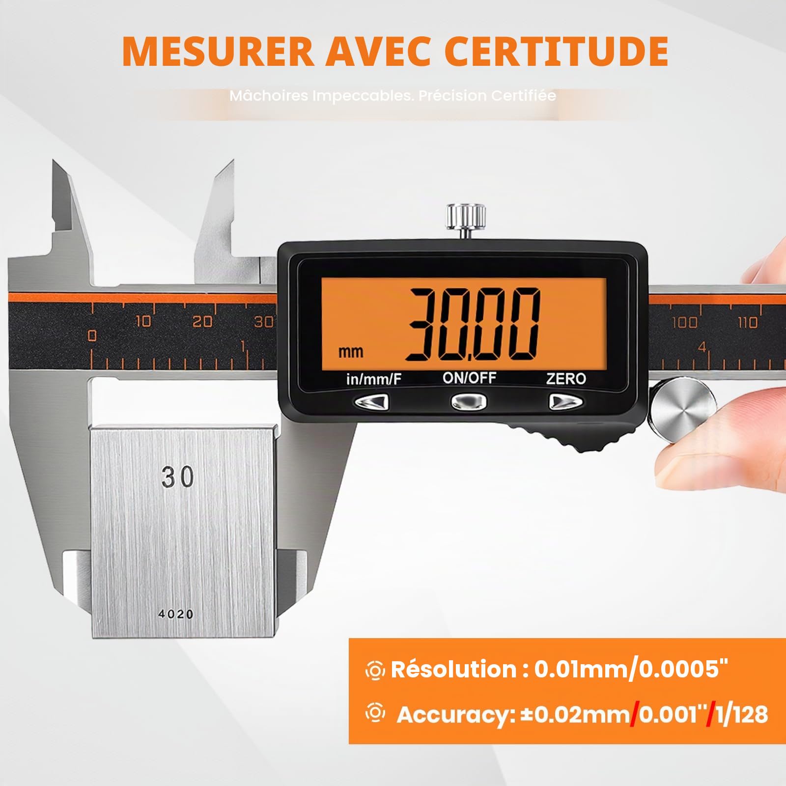 HARDELL Pied à Coulisse Numérique Rechargeable 150 mm/6" – Grand Écran Orange, Micromètre Acier Inoxydable, Arrêt Automatique, Pouce/mm/Fraction, pour Bricolage Maison & Impression 3D