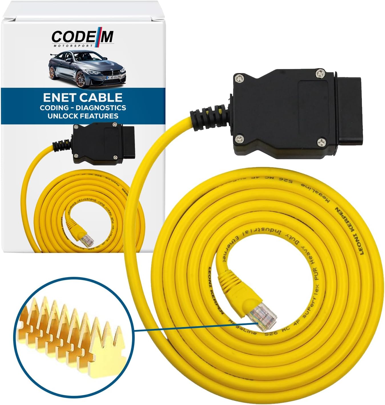 Code M ENET OBD2 Cable for BMW F- Series Coding | E SYS ISTA+ ICOM Bootmod3 Bimmercode Compatible | Heavy Duty Cable