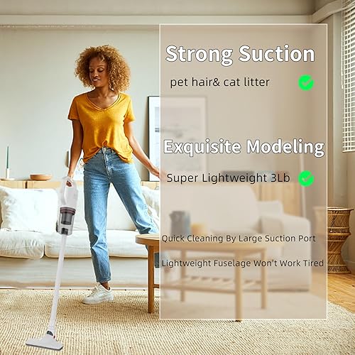 Miniatura 6 de Aspiradora inalámbrica, aspiradora pequeña y ligera para el hogar, pelo de mascotas, suelo de madera dura, limpieza de alfombras de arena para gatos
