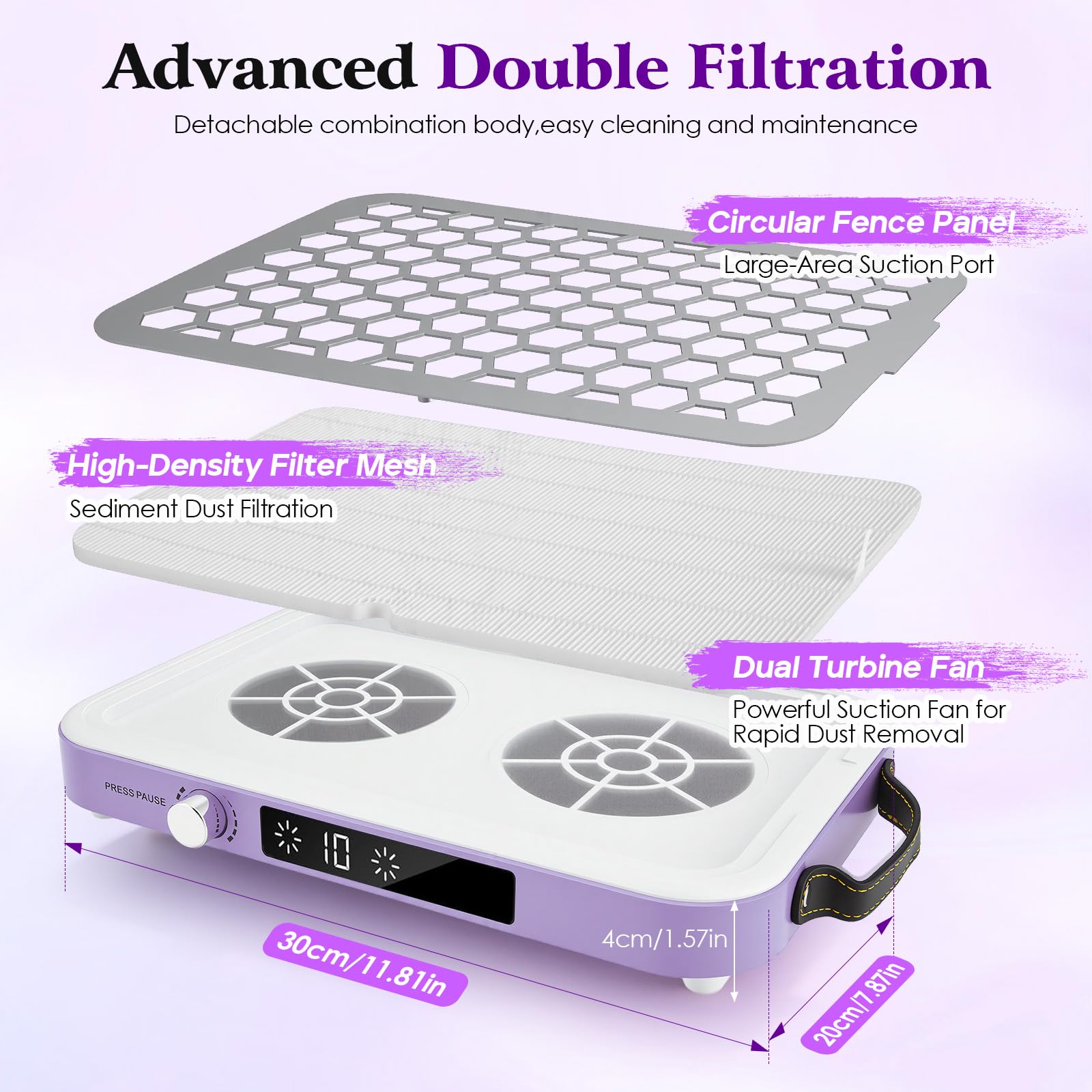Professionale Aspirapolvere per Unghie, Aspirapolvere per Unghie da 8400RPM con Carta da Filtro, Doppia Potenza di aspirazione, Regolabile, Potente Collettore di polvere per unghie per Salone e casa