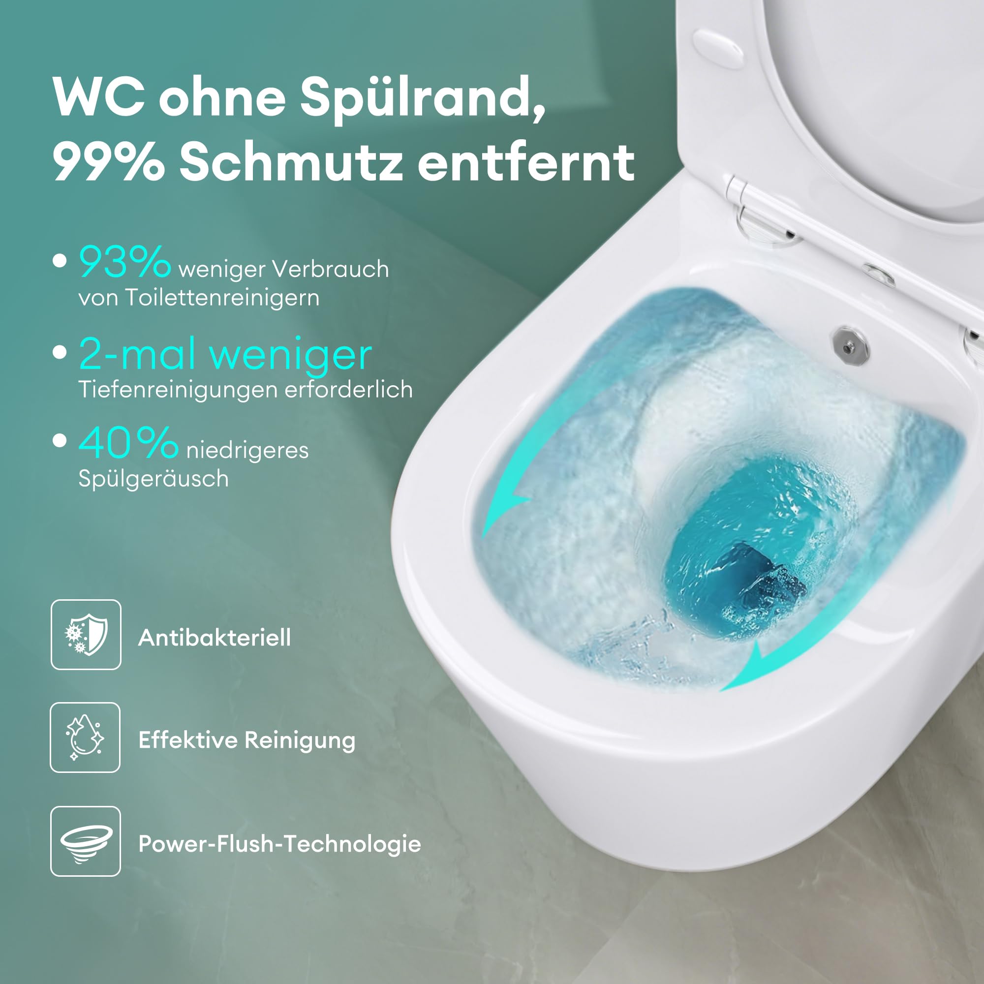 Mai & Mai Hänge WC mit Bidet-Funktion aus Sanitärkeramik 36x53,5x36,5cm