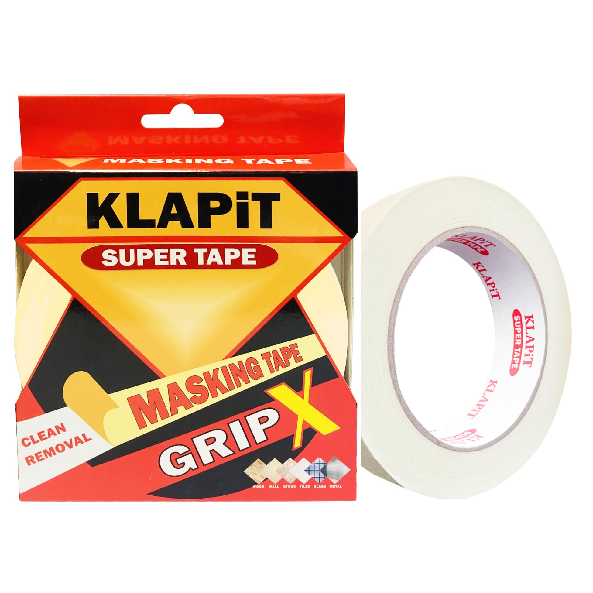 KLAPiT GripX Masking Tape 24 mm x 46 Meters | Strong Adhesive Painter’s Tape for Clean Edges | Perfect for Painting, DIY, Labeling, Craft, Office & Home Use – KGX,1 Roll