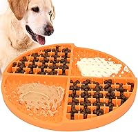 Bangp Dog Licking Mat Slow Feeder for Dogs & Cats - Anxiety Relief Puzzle Treat Mat, Unique Quadrant Design for Yogurt & Peanut Butter (Orange)