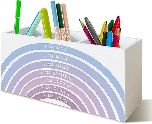 Vista 29 de Portaplumas y portálápices Play All Day para consejero escolar, oficina, aula, escritorio, You Are Brave, organizador motivacional de portaplumas