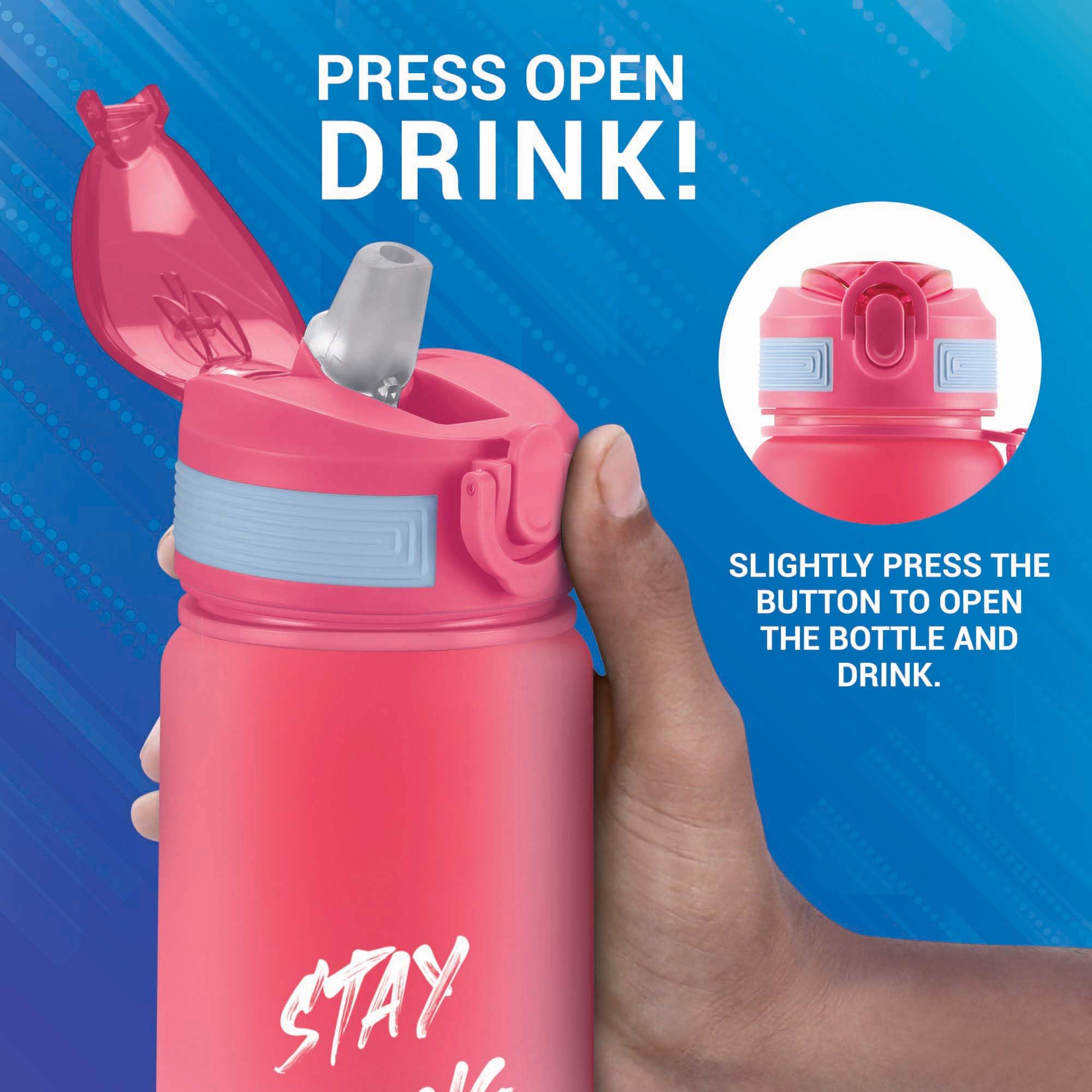 MILTON Gen'Z Motivierende Wasserflasche aus Kunststoff, 1000 ml (Stay Strong), Trinkflasche für Erwachsene, Kinder, unzerbrechliche Wasserflasche mit Kapazitätsmarkierung, Büro, Schule, Zuhause, Rot
