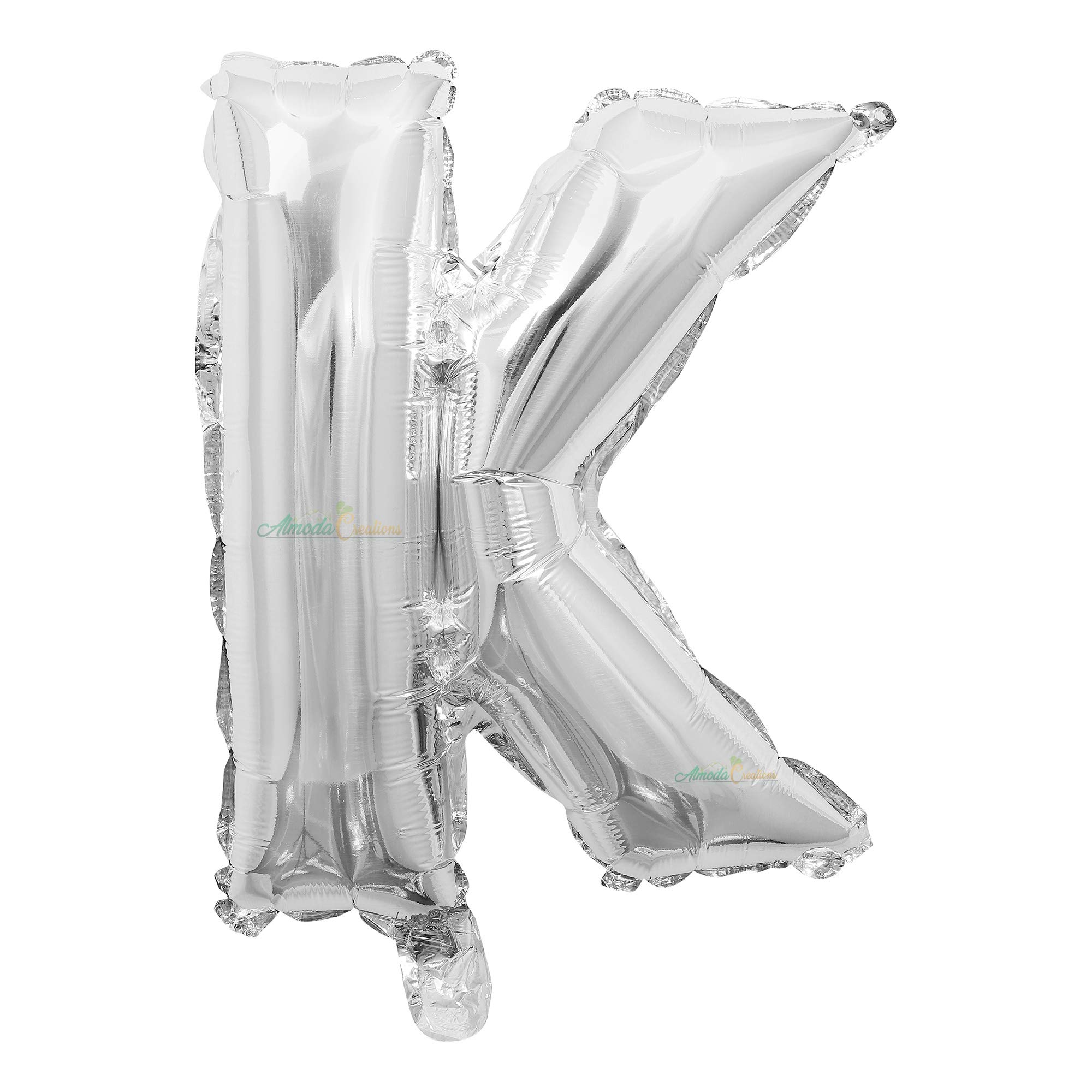 Almoda Creations Balloon Alphabets For Party Decoration-Choose Alphabets/Numbers-Make Your Own Custom Phrase For Party With 16-Inch Shiny Silver Color Foil Letters/Numbers (Silver K Letter.)