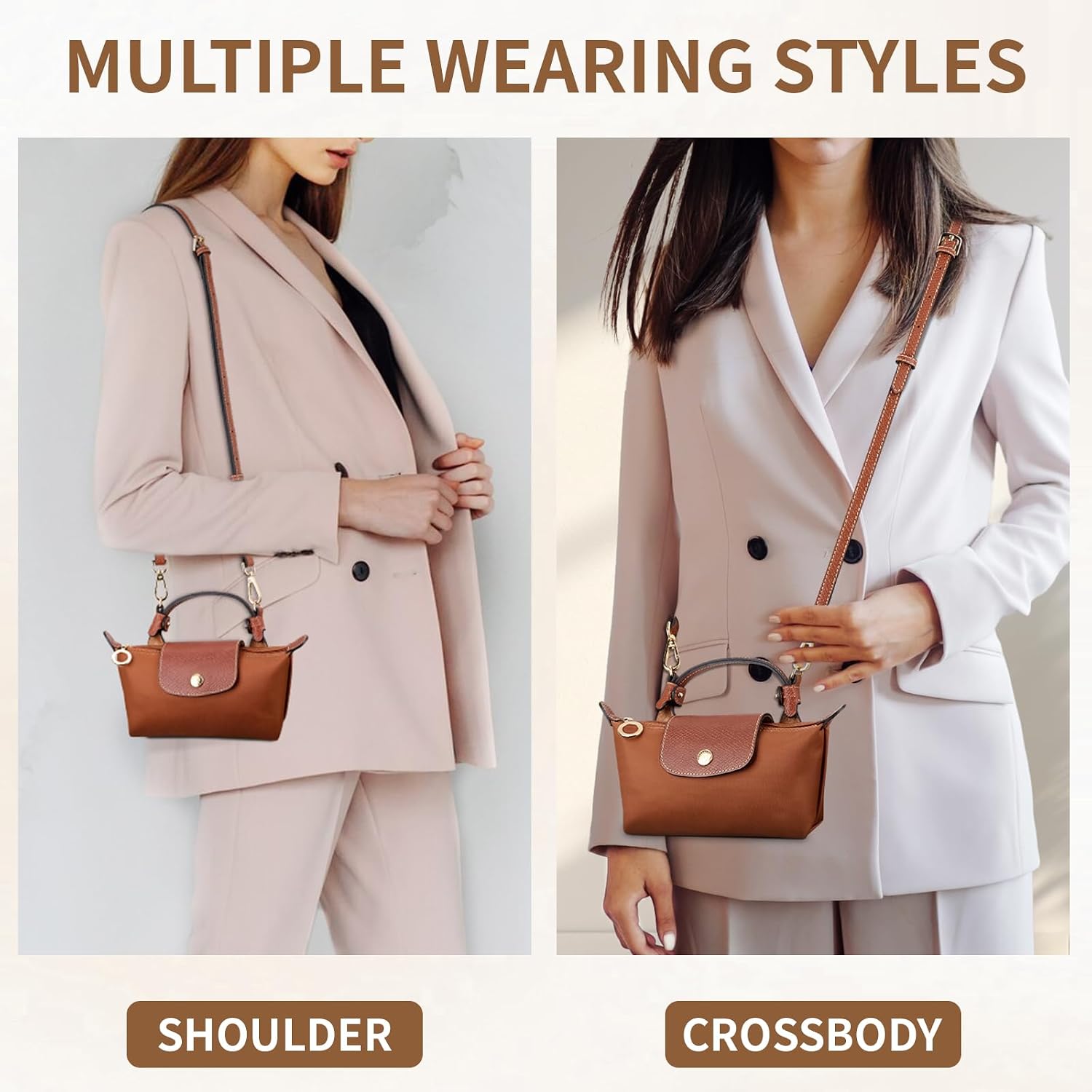 Purse Straps Replacement, Leather Handbag Crossbody Shoulder Strap Kit Adjustable for Mini Pouch Tote Bag Women image 2