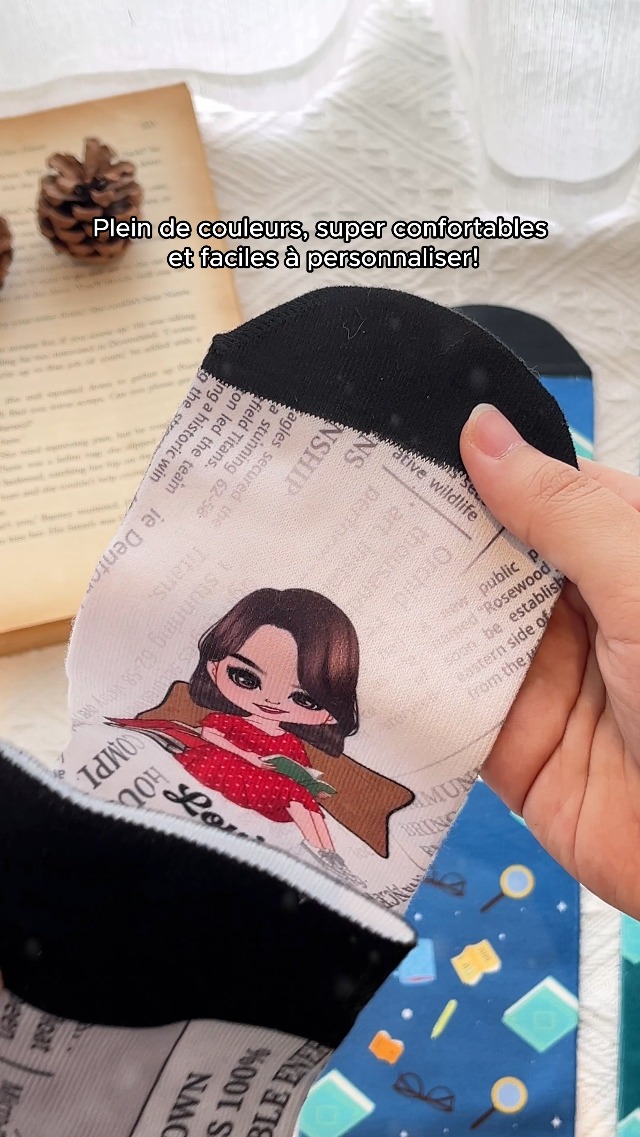 Chaussettes Personnalisées 'Chut... Je Lis' - Cadeau Drôle Et Unique Pour Femme, Amatrice De Lecture