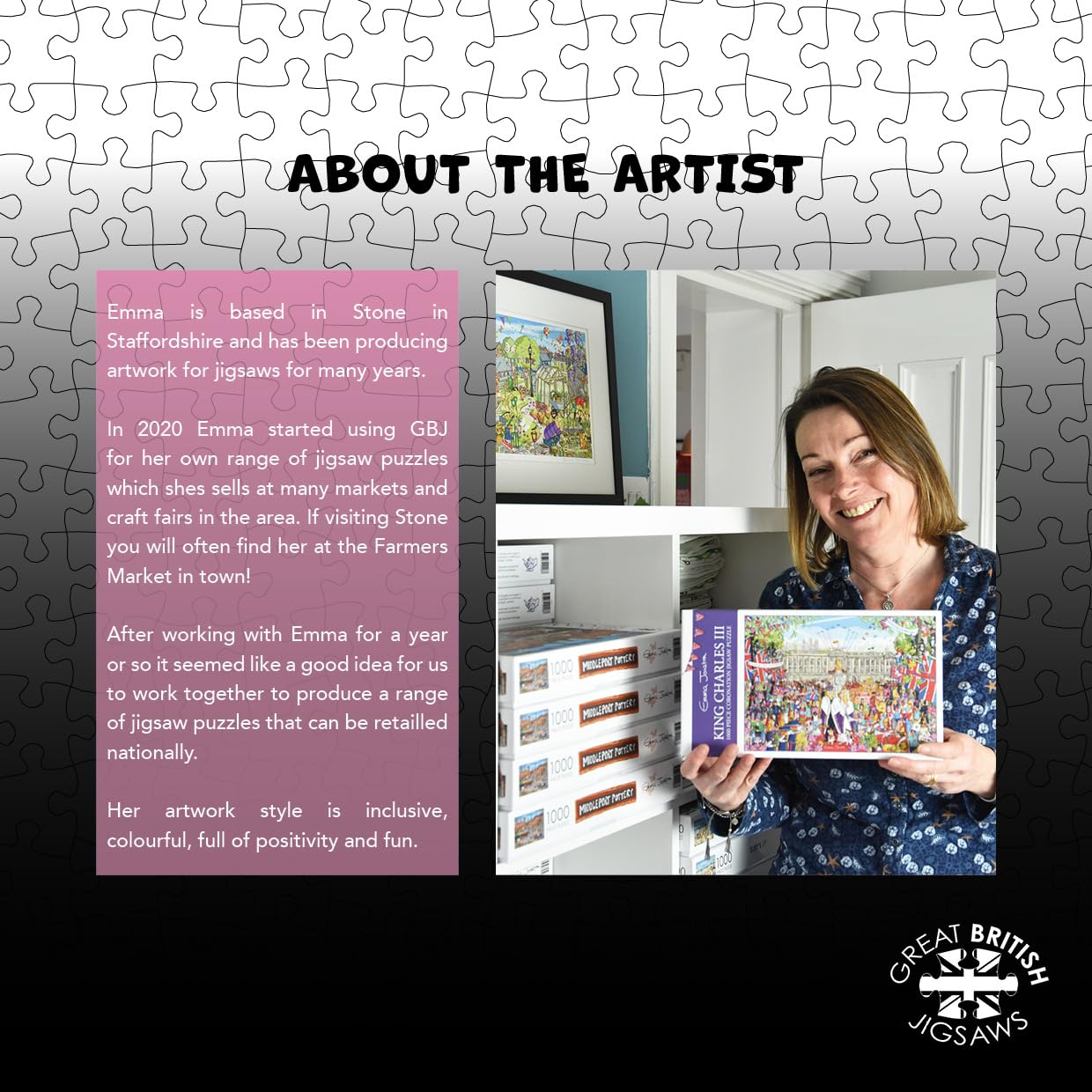 Puzzle Emma Joustra 1000 Pezzi – The Cotswolds & Surrounds | Mappa Illustrata | Great British Jigsaws, Fatto A Mano In UK