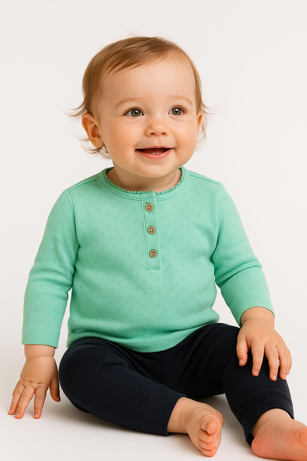 TuddyBuddy Baby Girl's Top (Peach, Purple & Teal_3-6 Months) 1