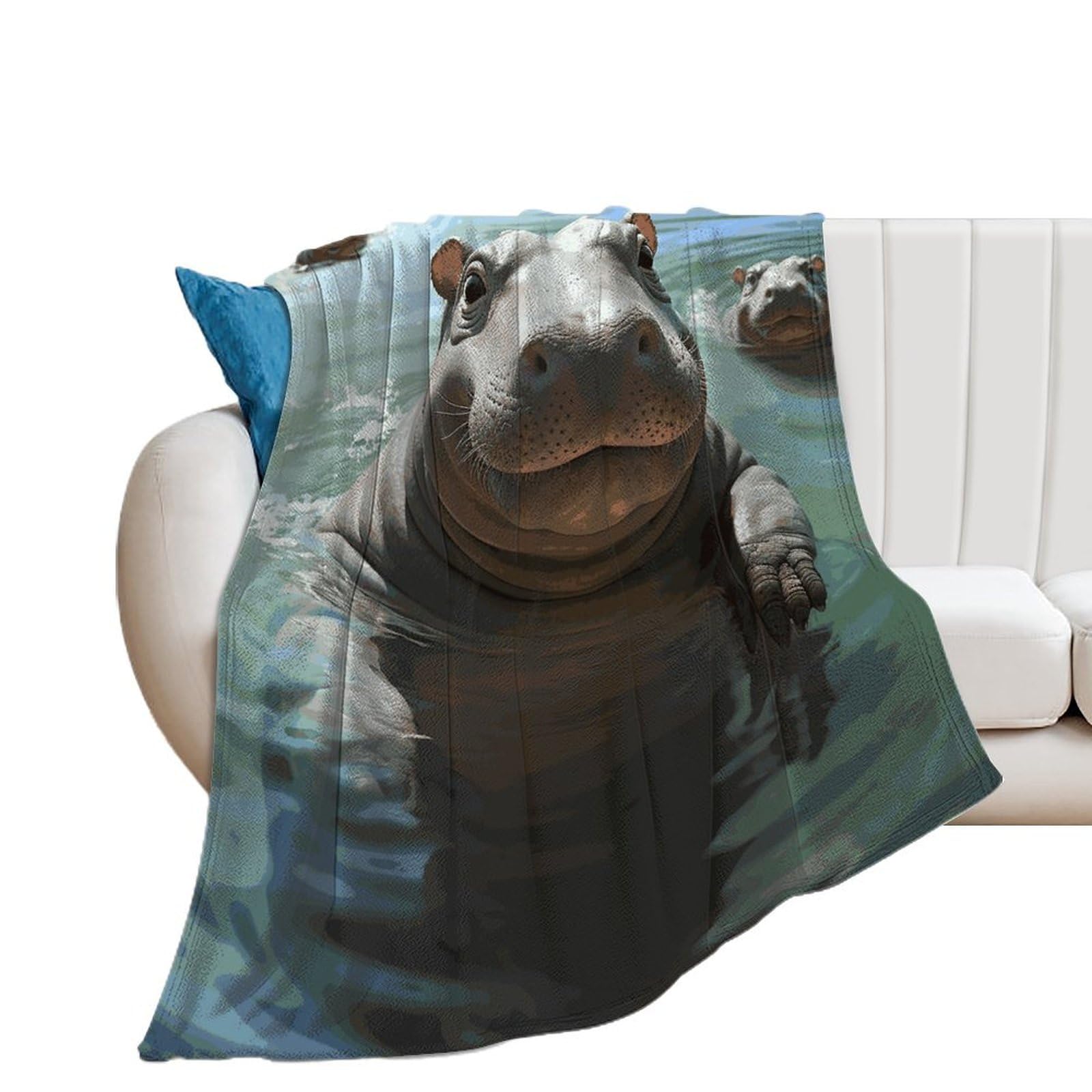 Couverture en flanelle canapé lit voyage plaid chaud hippopotame