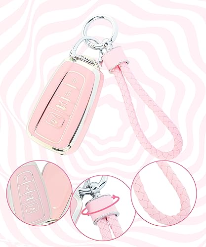 Miniatura 4 de Zlirfy Funda para llavero de automóvil, accesorios de automóvil, protección de TPU suave, funda para llave con llavero para mujer, protección