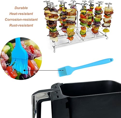 Miniatura 6 de Soporte para freidora de aire para freidora de aire Ninja Foodi Dual Air Fryer DZ201, DZ401, estante deshidratador antiadherente de acero inoxidable