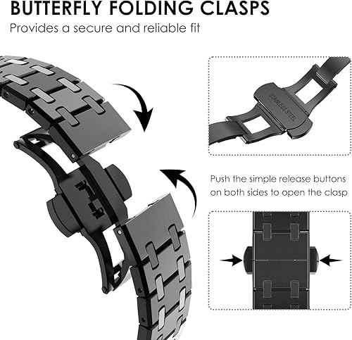 Miniatura 4 de CHANCHY Correa de acero inoxidable compatible con Apple Watch Ultra 2 Band de 1.929 in 1.772 in 1.732 in 1.654 in, correa de metal para iWatch