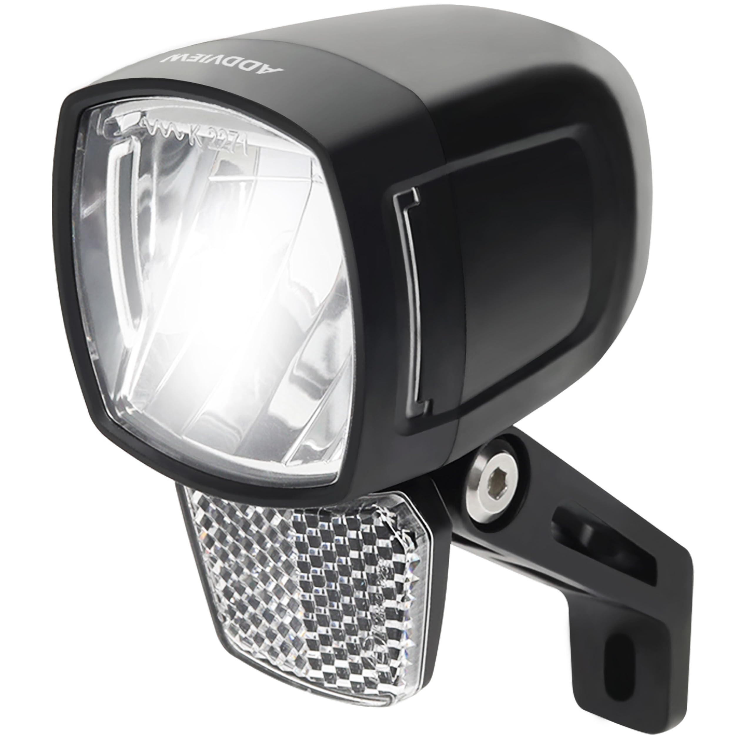 ADDVIEW E-Bike Frontlicht 170 Lux Hammer E170 – LED Fahrradlampe, StVZO & ECE zugelassen, Aluminium/ABS Gehäuse, IP65 wasserdicht, DC 8–48V, Seitenlicht, für E-Bikes & Pedelecs