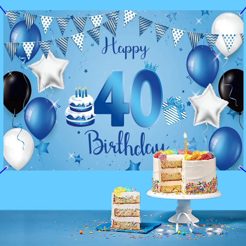 Decorazioni 40° Compleanno Uomo - Striscione E Vortici Blu