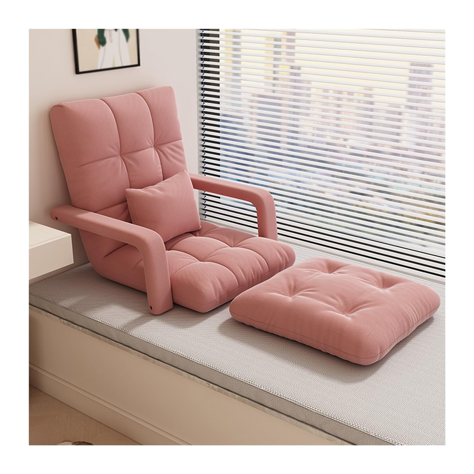 Generico Sedia da Pavimento Pieghevole, Chaise Longue da Interno con Schienale, Divano Pigro con 6 Posizioni Regolabili, Divano da Salotto per Soggiorno (Colore: Grigio-b, Dimensioni: 25,2 x 17,7 x 1