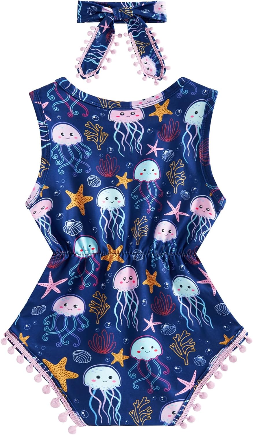 BFUSTYLE Baby Girl Clothes 0-24 Months Outfit Sleeveless Infant Romper Bodysuit with Headband - Image 2