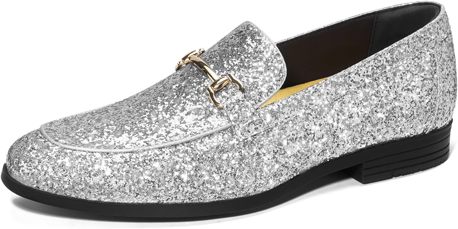 HEEZ Men's Slip On Dress Loafers,Tuxedo Shoes for Men with Velvet Upper, Comfortable Formal Dress Shoes for Wedding Prom Party Dance