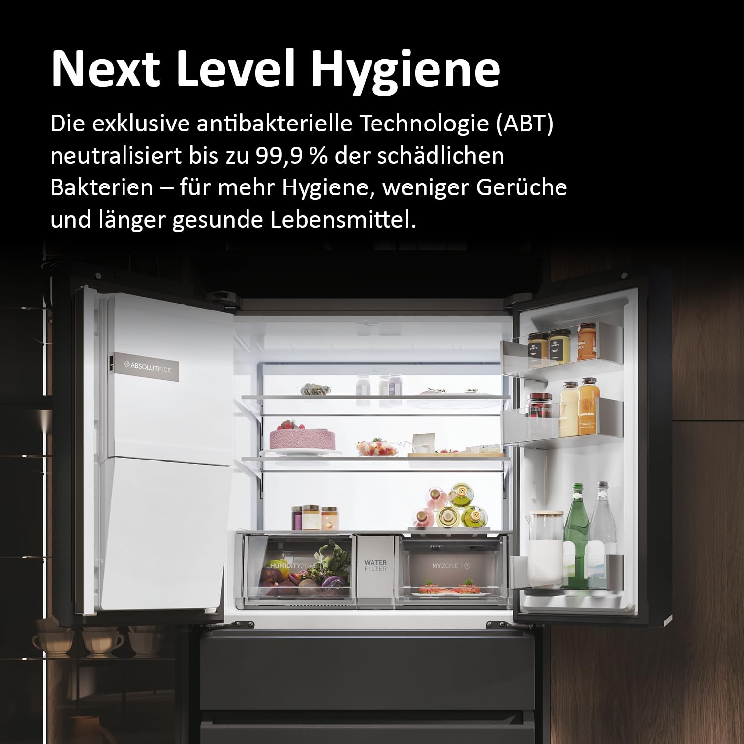 Haier French Door Kühl-Gefrierkombination I 91 cm Breite, 601 L I French Door Kühlschrank mit Eiswürfelspender, Wi-Fi & No Frost I Doppeltür Kühlschrank mit Gefrierfach I FD SERIE 7 PRO HFW7918EIMB