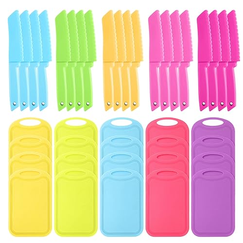 40 Pcs Kids Cutting Board and Knife Set Kids Plastic