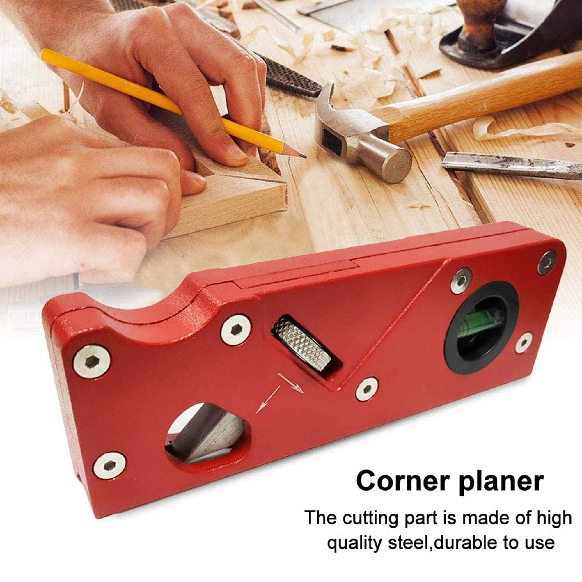 Wood Chamfer Plane With 7 Cutter Heads - Edge Trimming & Rounding Tool For Woodworking