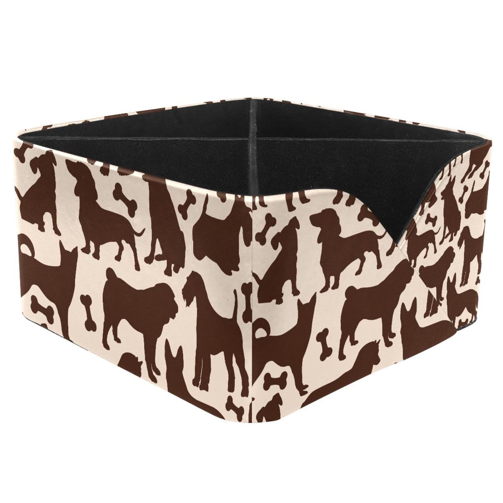 KengjuTesu Dog Bones Silhouette Desktop Organizer Pen Holder, Rectangular Pencil Cup for Office, Study and Makeup Stations