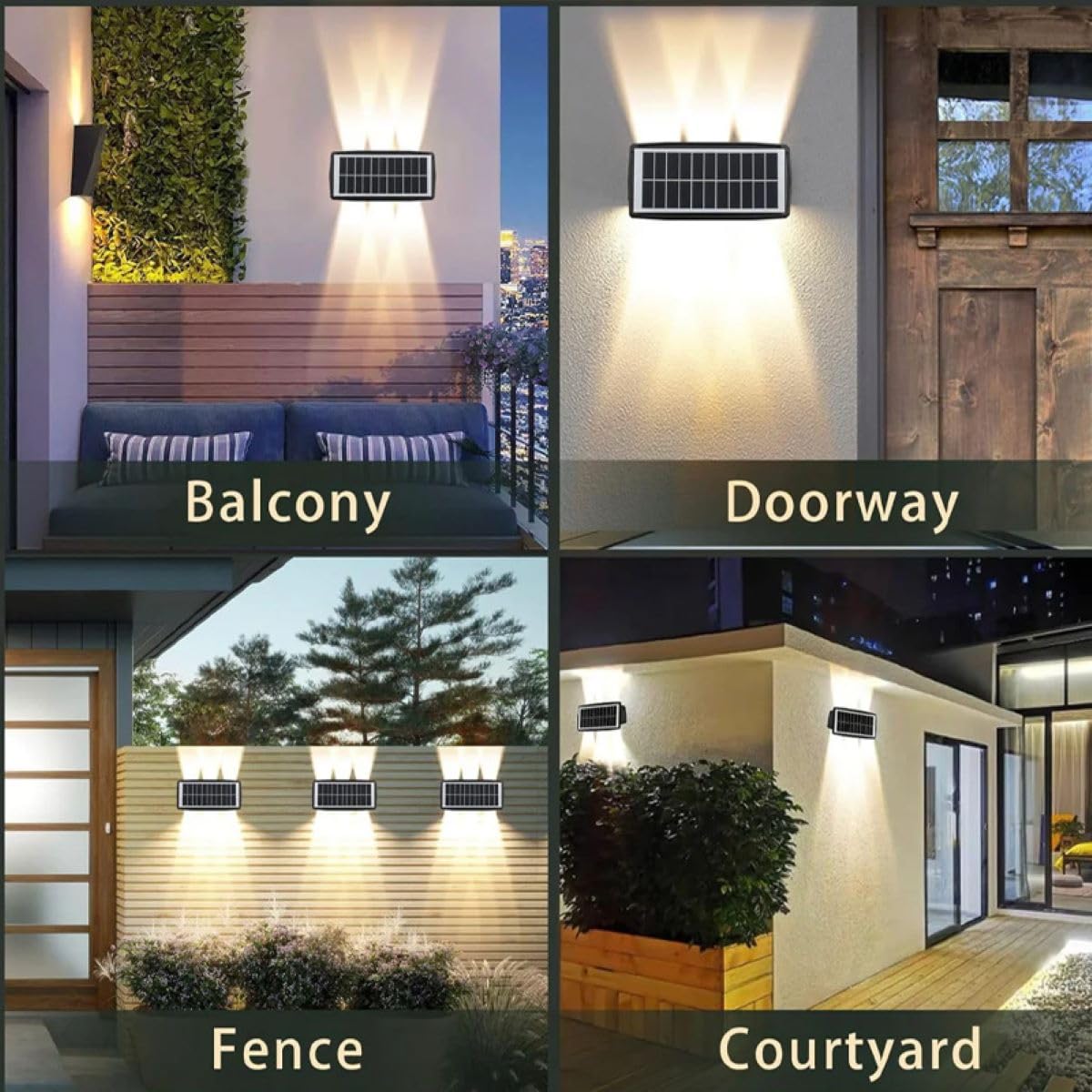 GDJIAYIYI 2 Pack Solar Wall Lights Outdoor, RGB Up and Down Solar Garden Lights with 4 LEDs, Waterproof IP65 for Fence Patio - Image 3