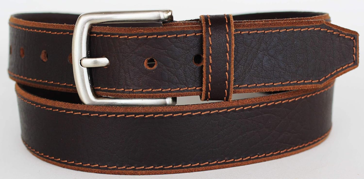 CHALLENGER 57-58 Handmade Heavy Duty Men's Dress Casual Cow Leather Belt Brown 2630RS