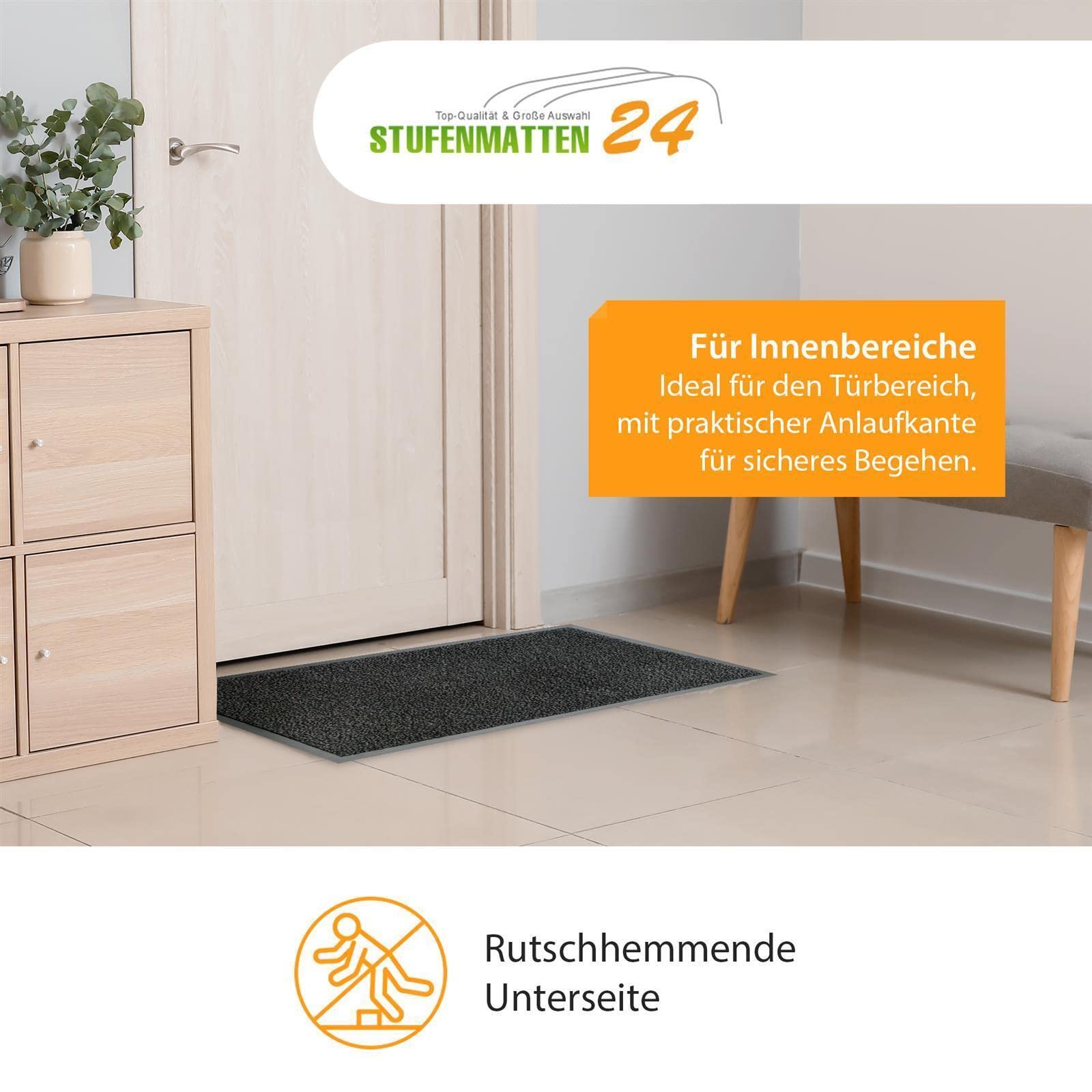 Kettelservice-Metzker® Schmutzfangmatte | Sauberlaufmatte | versch.Farben & Größen | grau-schwarz meliert 120 x 180 cm