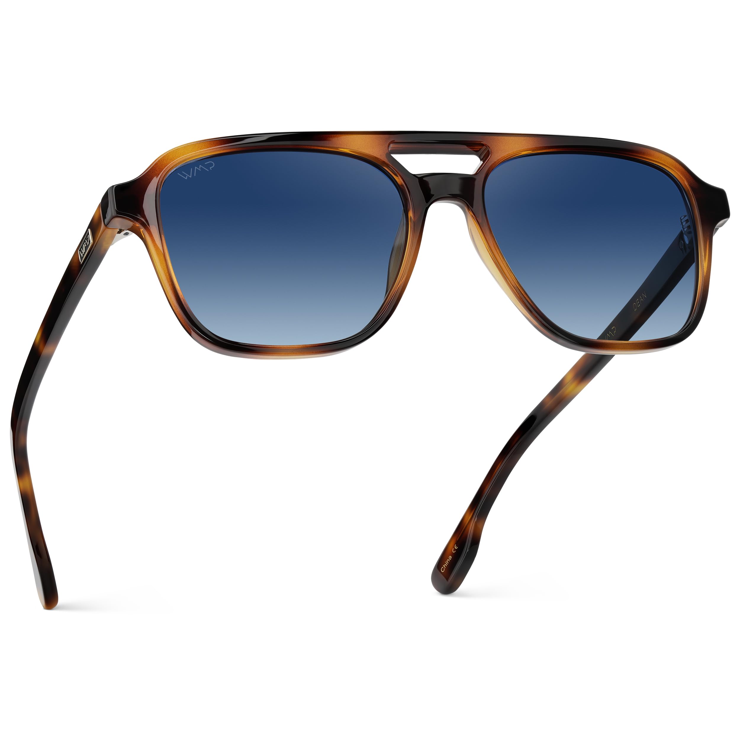 WMP Eyewear – Men’s Polarized Aviator Sunglasses: Double Bridge, Modern Acetate Frame