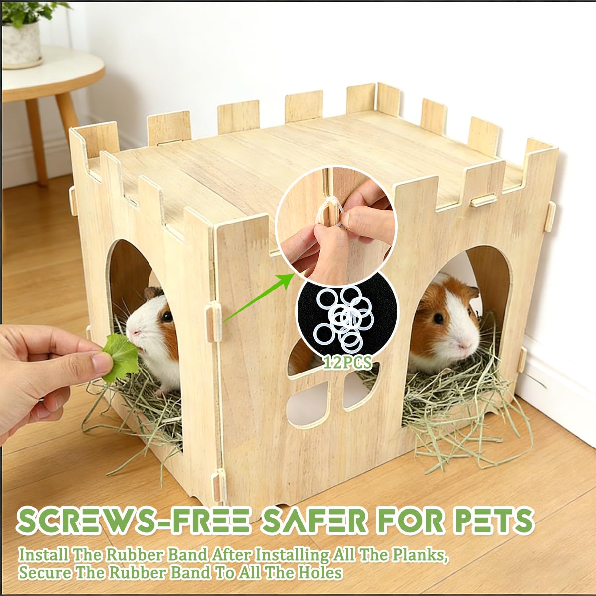 Kaninchenhaus Holzhaus Kaninchen Spielzeug 40x30x30cm Nagerhaus für Kanninchen Versteck aus Holzkaninchen Hasenhaus mit Flachdach und Belüftungslöchern Abschließbares Spielhaus Meerschweinchen