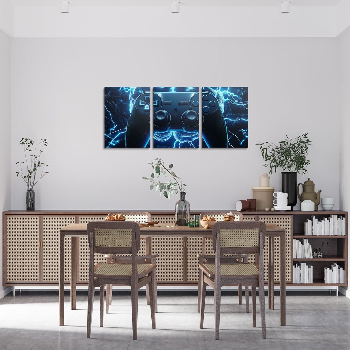 Loussiesd Juego de 3 pósteres para videojuegos, juego de imágenes de pared con cerebro rayo, juego de decoración para sala de juegos, imágenes decorativas para habitación de niños, decoración en