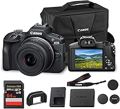 Canon Cámara sin espejo EOS R100 con RF-S 0.709-1.772 in f/4.5-6.3 es lente STM | Sensor APS-C CMOS de 24.1 MP, AF de doble píxel, video Full HD | Cámara compacta de montaje RF para principiantes con