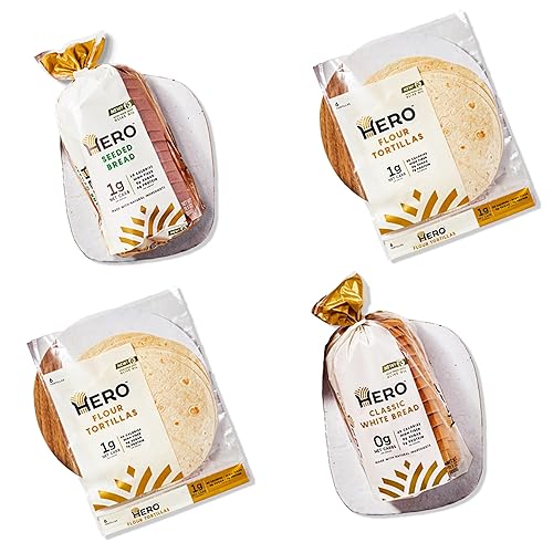 Hero Paquete Triple Threat de 0.04 oz de pan de sándwich de semillas de carbohidratos netos, 0.00 oz de pan blanco de carbohidratos netos, 0.04 oz
