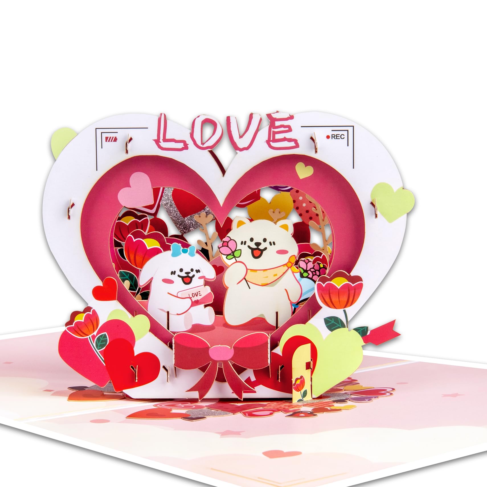 GREETING ART Dog Love Card, Pop Up Anniversary Card, Happy Valentines Card,3D Dog Pop Up Card for Romantic Birthday, Love, Valentine's Day